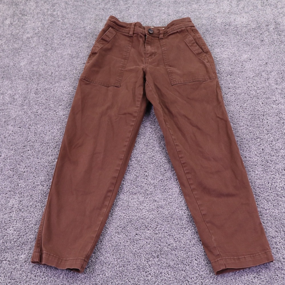 A New Day Pants Womens 2 Brown Utility High Rise Stretch Cotton Chino Workwear